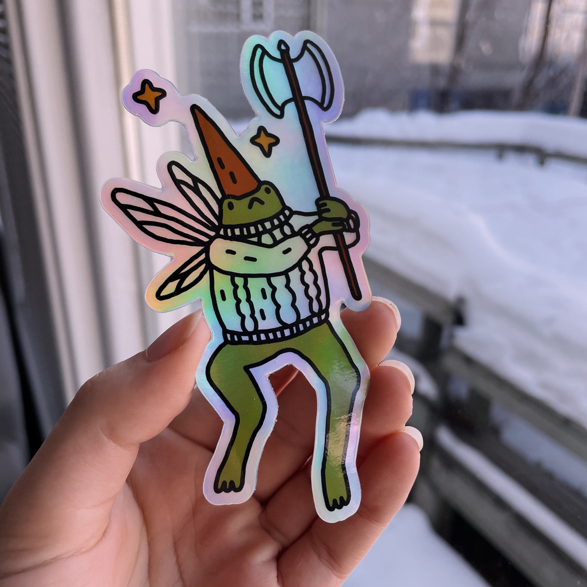 Holographic Fairy Frog Sticker